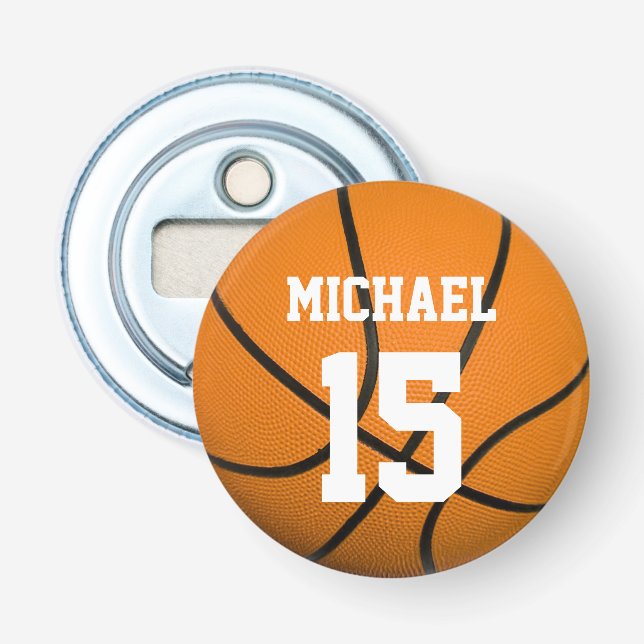 Basketball Ihr Name individuell einstellbar Flaschenöffner (Vorderseite)
