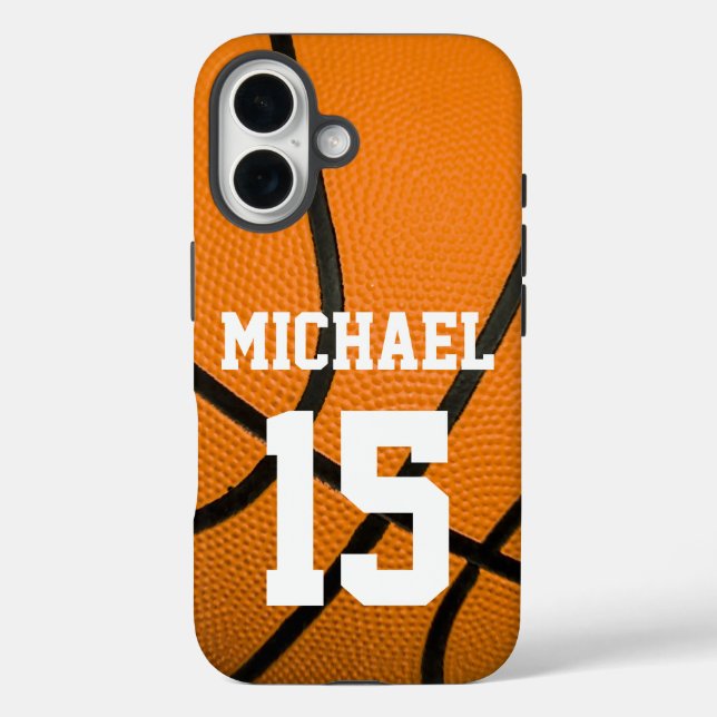 Basketball Ihr Name individuell einstellbar iPhone 16 Hülle (Rückseite)