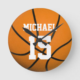 Basketball Ihr Name individuell einstellbar Runde Wanduhr