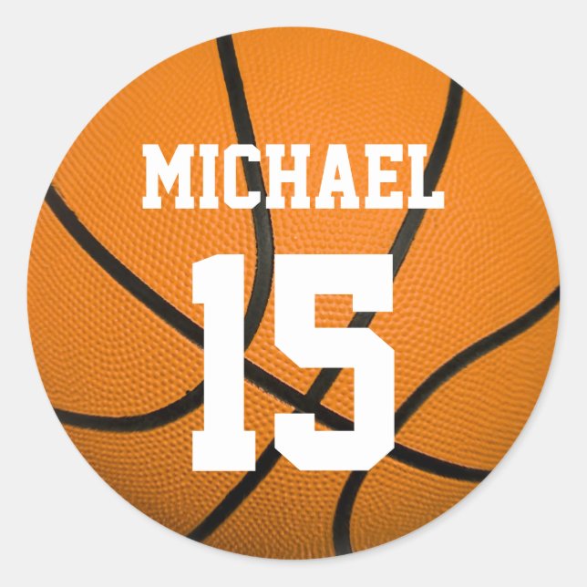 Basketball Ihr Name individuell einstellbar Runder Aufkleber (Vorderseite)