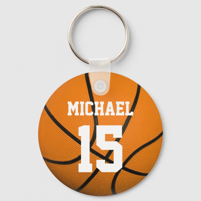 Basketball Ihr Name individuell einstellbar Schlüsselanhänger (Vorderseite)
