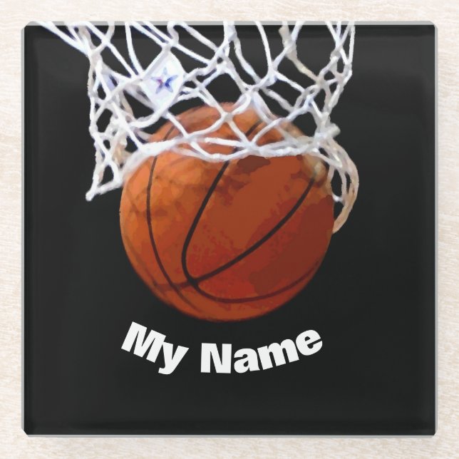 Basketball - Ihr Name ist individuell Glasuntersetzer (Vorderseite)