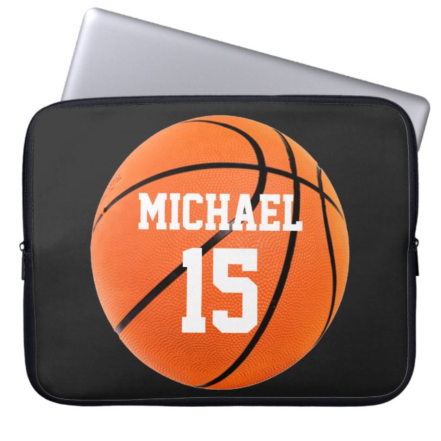 Basketball Ihr Name Laptopschutzhülle (Vorderseite)