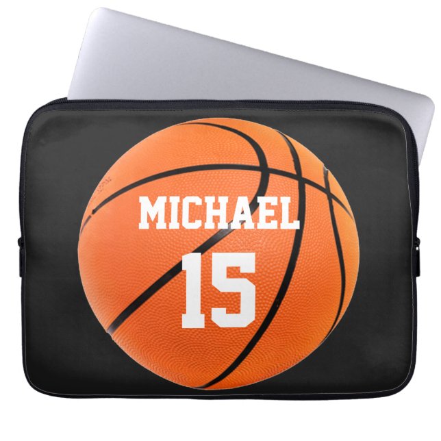 Basketball Ihr Name Laptopschutzhülle (Vorderseite)