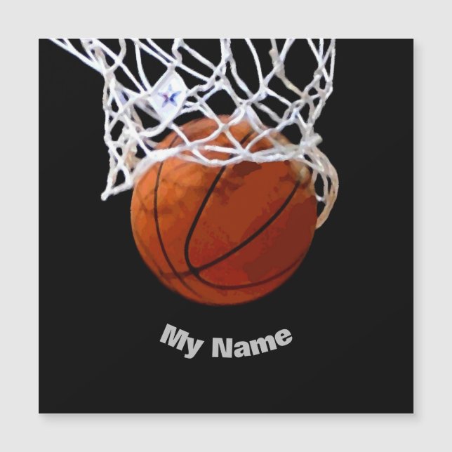 Basketball Ihr Name Magnetkarte (Vorderseite)