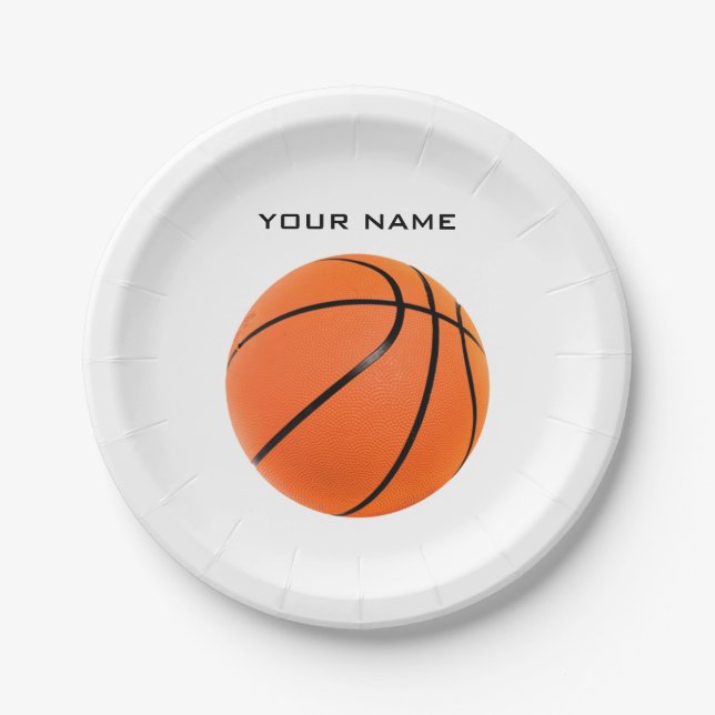 Basketball Ihr Name Pappteller (Vorderseite)