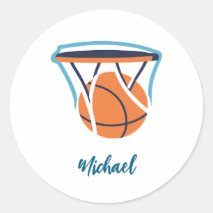 Basketball Ihr Name Persönlich Runder Aufkleber
