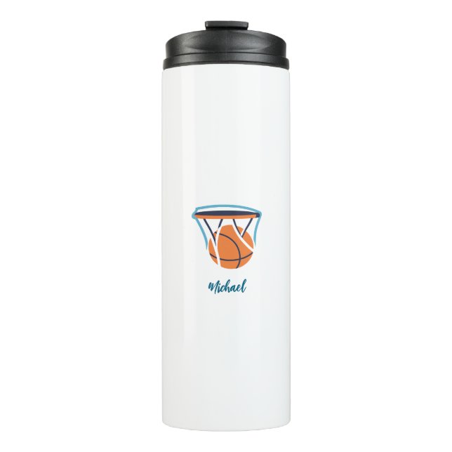 Basketball Ihr Name Persönlich Thermosbecher (Vorderseite)