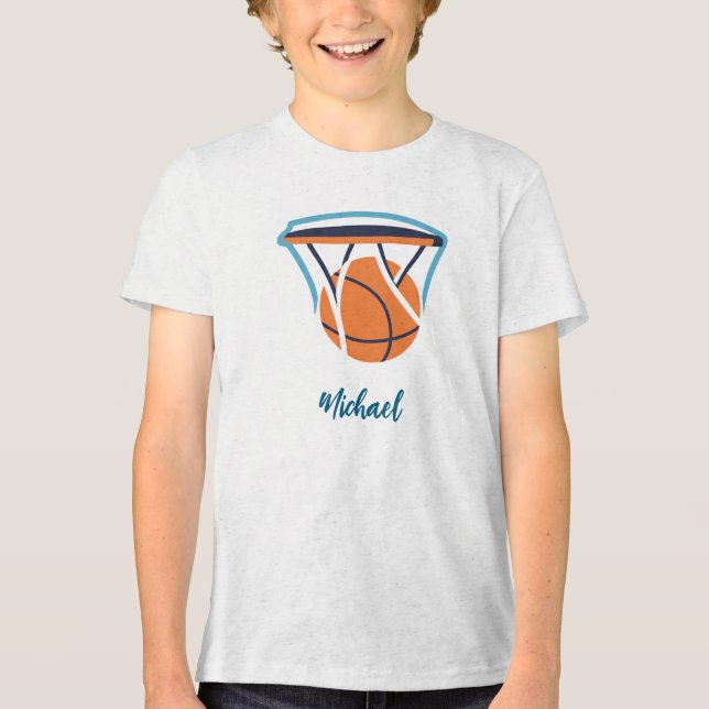 Basketball Ihr Name Persönlich Tri-Blend Shirt (Vorderseite)