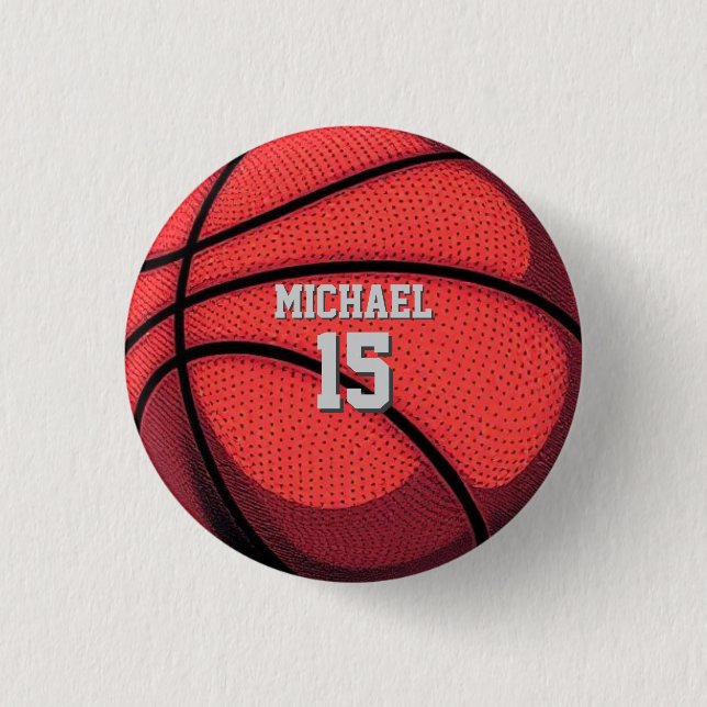 Basketball Ihr Name Pop Kunst Button (Vorderseite)