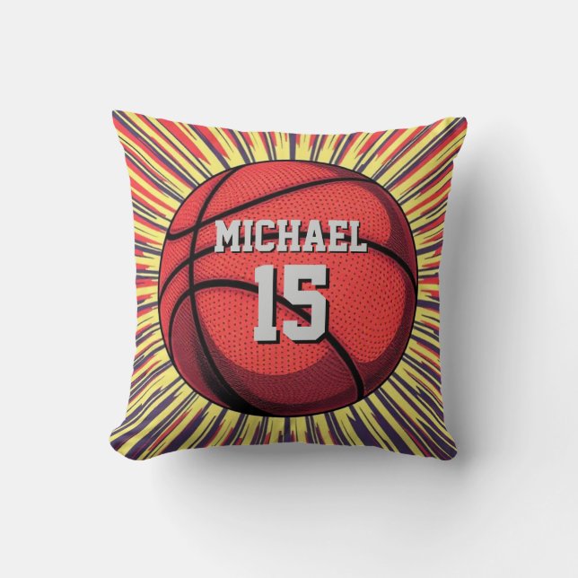 Basketball Ihr Name Pop Kunst Kissen (Vorderseite)
