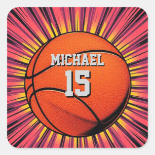 Basketball Ihr Name Pop Kunst Quadratischer Aufkleber