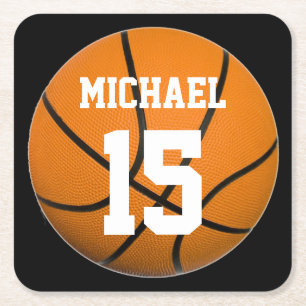 Basketball Ihr Name Rechteckiger Pappuntersetzer