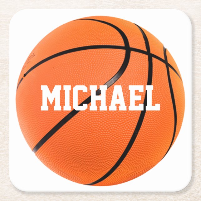 Basketball Ihr Name Rechteckiger Pappuntersetzer (Vorderseite)