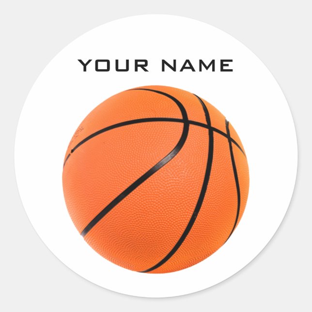 Basketball Ihr Name Runder Aufkleber (Vorderseite)