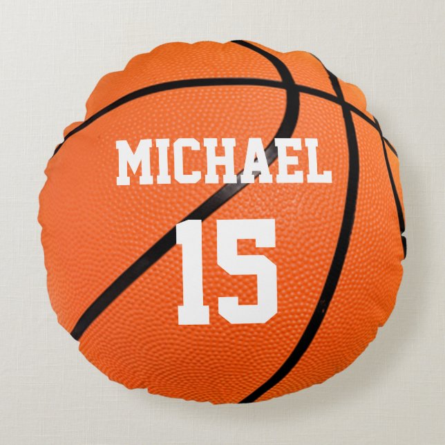 Basketball Ihr Name Rundes Kissen (Vorderseite)