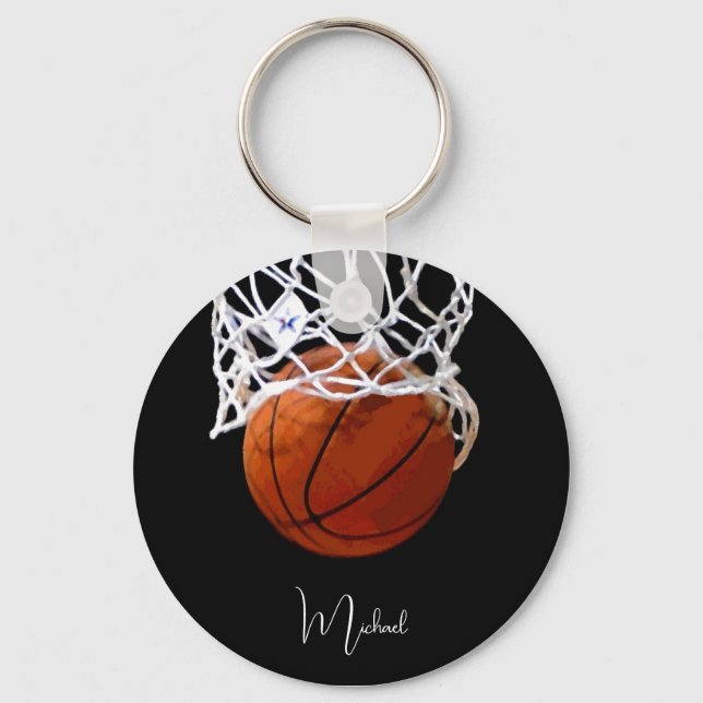 Basketball Ihr Name Schlüsselanhänger (Vorderseite)