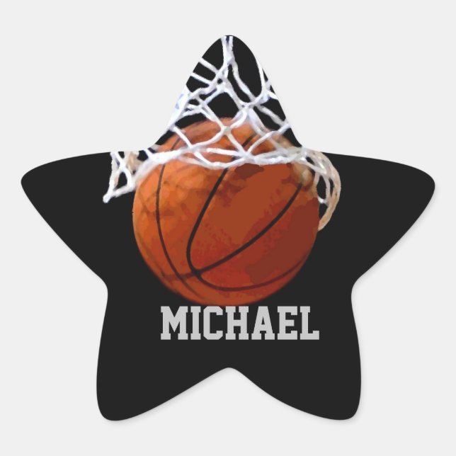 Basketball Ihr Name Stern-Aufkleber (Vorderseite)