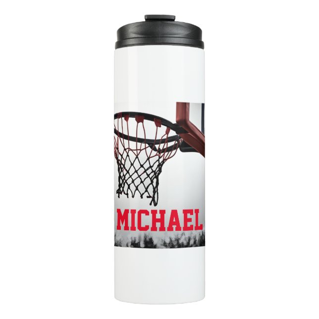 Basketball Ihr Name Thermosbecher (Vorderseite)