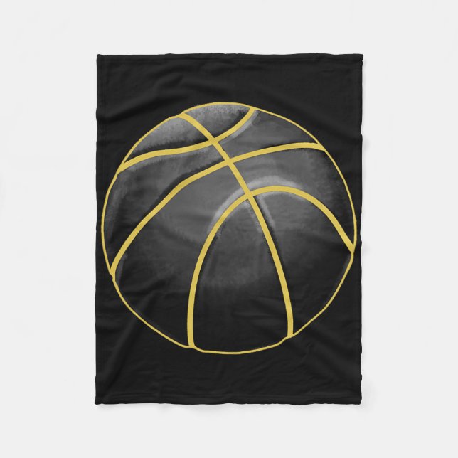 Basketball Illustration Black Gold Ball Design Str Fleecedecke (Vorderseite)