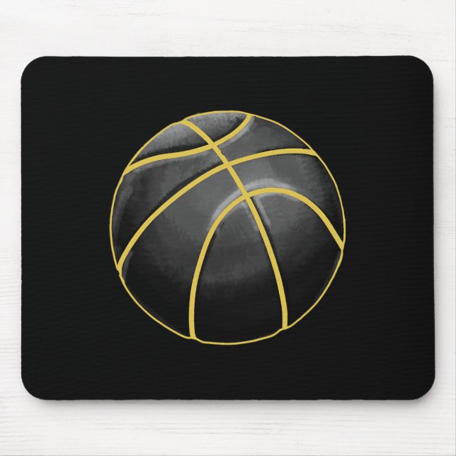 Basketball Illustration Black Gold Ball Design Str Mousepad (Vorne)