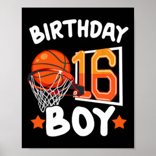 Basketball Im 16-jährigen 16. Geburtstag Junge Dek Poster