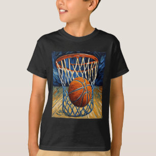 Basketball im Flug, der das Netz verschlingt T-Shirt