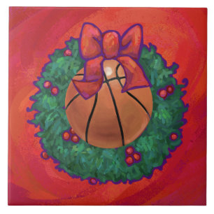Basketball im Inneren des Weihnachtsschadens Fliese