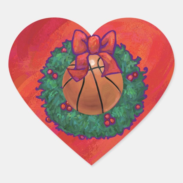 Basketball im Inneren des Weihnachtsschadens Herz-Aufkleber (Vorderseite)
