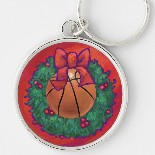 Basketball im Inneren des Weihnachtsschadens Schlüsselanhänger (Vorne)