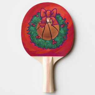 Basketball im Inneren des Weihnachtsschadens Tischtennis Schläger