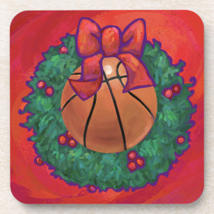 Basketball im Inneren des Weihnachtsschadens Untersetzer