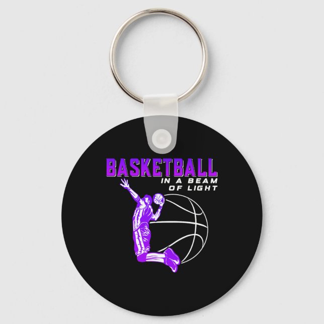 Basketball im Lichtstrahl Schlüsselanhänger (Vorderseite)