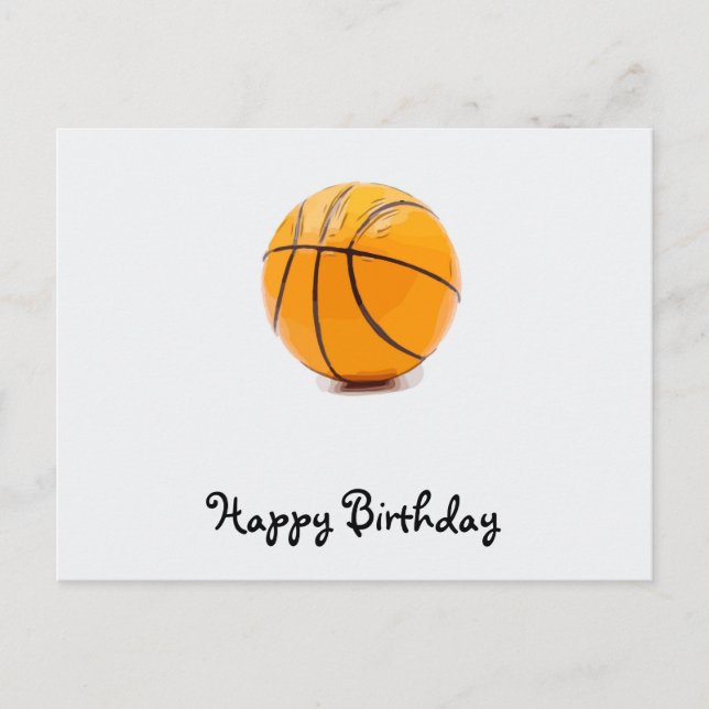 Basketball im weißen Hintergrund glücklicher Gebur Postkarte (Vorderseite)