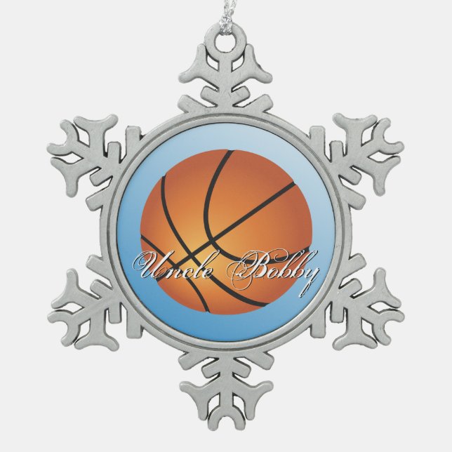Basketball-Image 🏀 Monogram-Sonderaktion Schneeflocken Zinn-Ornament (Vorderseite)