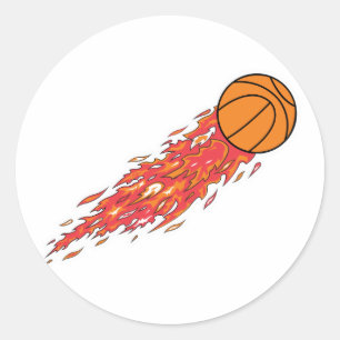 Basketball in Flammen Runder Aufkleber