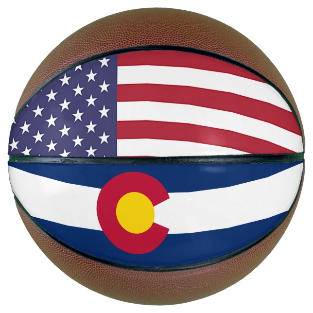 Basketball in Vollgröße mit Flag Colorado, USA (Vorderseite)