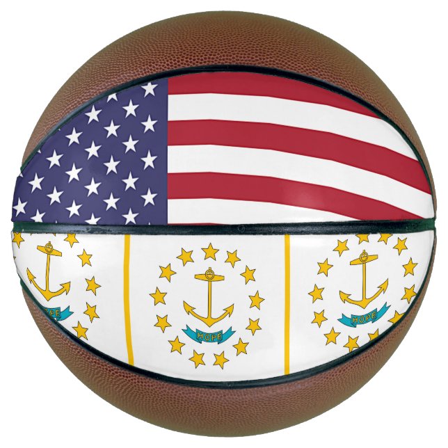 Basketball in Vollgröße mit Flagge auf Rhode Islan (Vorderseite)