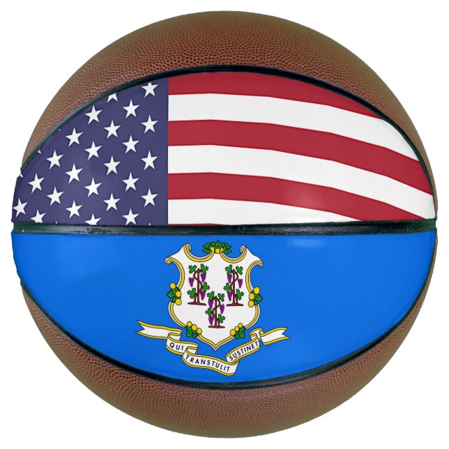 Basketball in Vollgröße mit Flagge von Connecticut (Vorderseite)