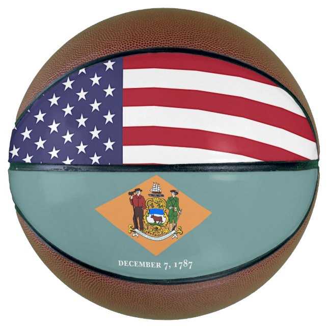 Basketball in Vollgröße mit Flagge von Delaware, U (Vorderseite)
