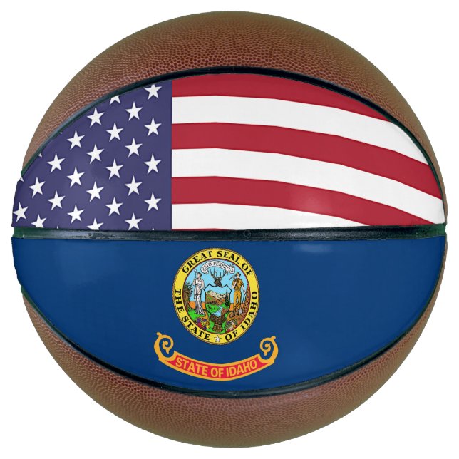 Basketball in Vollgröße mit Flagge von Idaho, USA (Vorderseite)