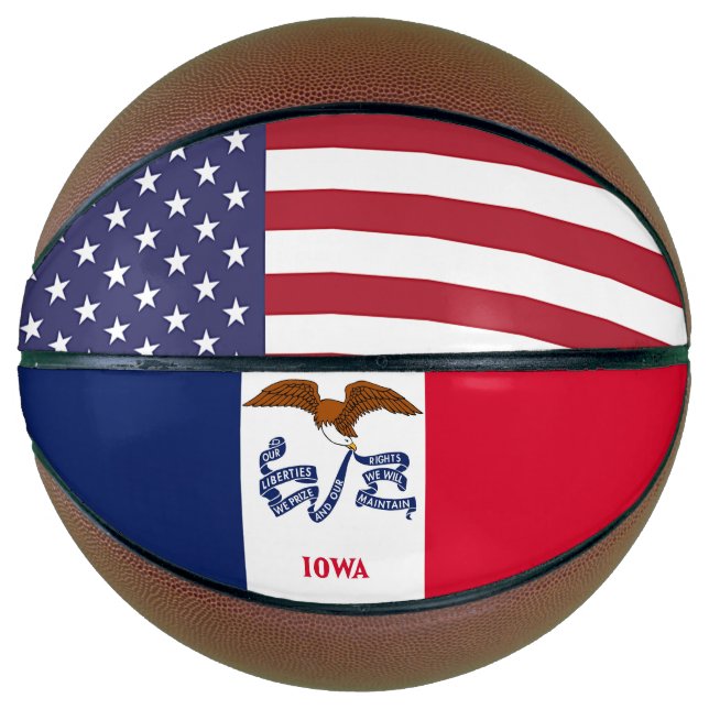 Basketball in Vollgröße mit Flagge von Iowa, USA (Vorderseite)