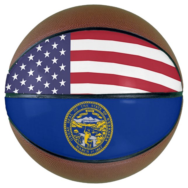 Basketball in Vollgröße mit Flagge von Nebraska, U (Vorderseite)