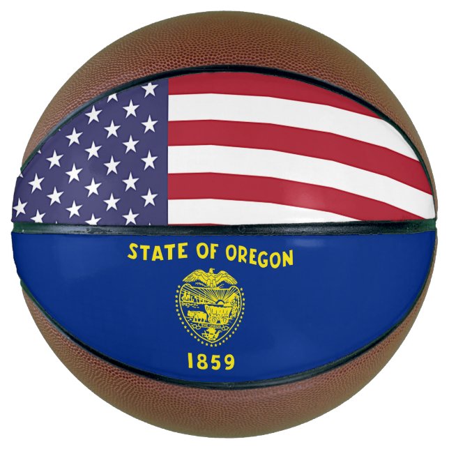 Basketball in Vollgröße mit Flagge von Oregon, USA (Vorderseite)