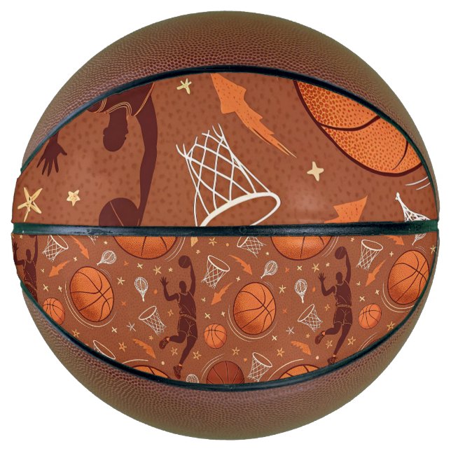 Basketball in Vollgröße mit Spielaktionsmuster (Vorderseite)