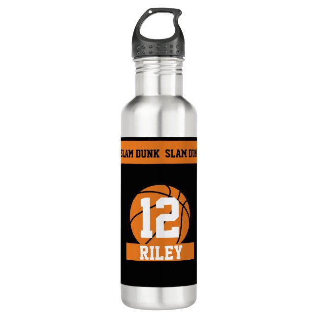 Basketball Individuelle Name Age Edelstahlflasche (Vorderseite)
