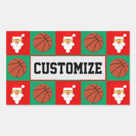 Basketball Individuelle Name Weihnachtsfeier Rechteckiger Aufkleber