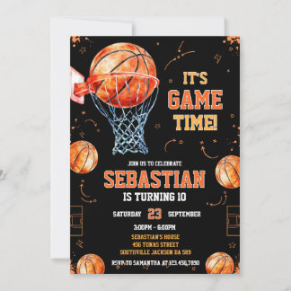 Basketball It's Game Time Sports Boy Birthday Einladung
