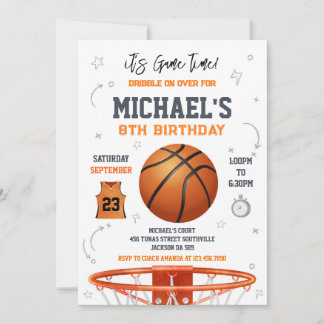 Basketball It's Game Time Sports Boy Birthday Einladung