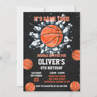 Basketball It's Game Time Sports Boy Birthday Einladung